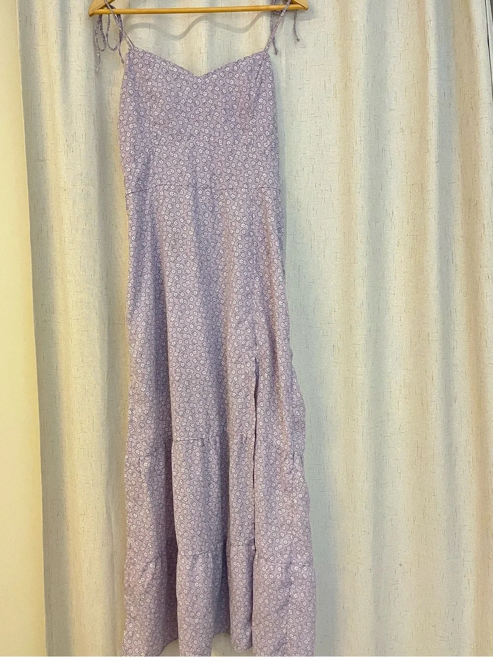 Abercrombie & Fitch Lilac Spaghetti-Strap Floral Maxi Dress